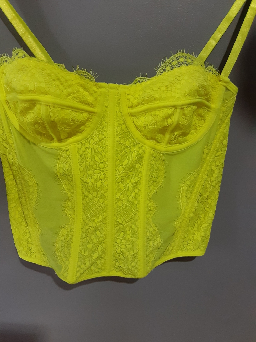 Lace Bustier Corset Top in Neon Yellow